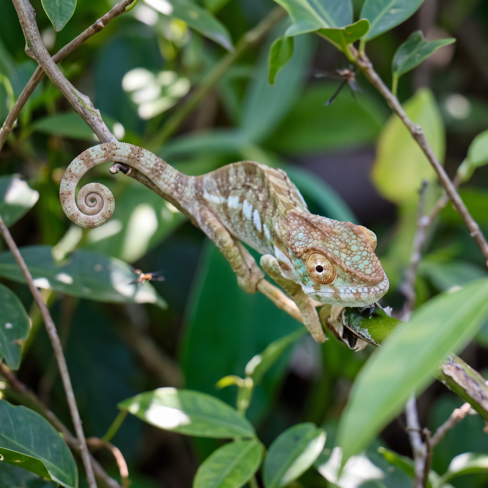 Chameleon perched on a branch